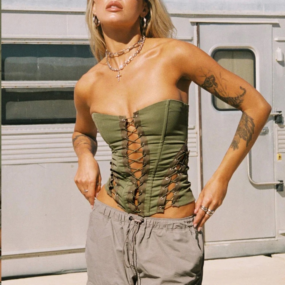 **SOLD** Princess Polly Eden Lace Up Corset Green US 8/UK12/large